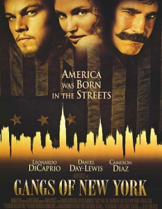 "Бандите на Ню Йорк" (Gangs of New York) - 2002
Седем години по-късно, добре познатият Леонардо ди Каприо се завръща, за да постави началото на един легендарен тандем в световното кино. "Бандите на Ню Йорк" е първият филм, в който той работи с култовия Мартин Скорсезе - един грандиозен исторически епос, разказващ драматичната история на уличните гангстерски банди в Ню Йорк през 19 век.  Лео е в ролята на младия ирландски емигрант Амстердам, който се бори за отмъщение за пролятата кръв на баща си. Дори и с продължителност от цели три часа, филмът е истинска наслада за всички киномани, макар и преизпълнен с множество брутални в своята реалистичност сцени на насилие.  Ди Каприо пък най-сетне се завръща към отдавна позабравеното си амплоа – на актьор, за когото статутът "секссимвол" просто е без значение.