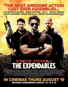 The Expendables

Всичко, което е нужно да знаете за този филм, можете да научите дори и само поглеждайки имената в каста - Силвестър Сталоун, Брус Уилис, Мики Рурк, Арнолд Шварценегер, Джейсън Стейтъм, Долф Лундгрен, Джет Ли, Стийв Остин - Ледения и т.н. 

Тук вероятно идва и логичният въпрос: "А къде е Жан Клод Ван Дам?", който с право ни ориентира, че това е заглавие, което само по себе си прави революция в екшън жанра. 

Най-актуалните звезди в бранша в последните години, събрани накуп и режисирани от самия Слай, пристигат с мисията да въведат собствени правила в света, в който живеем. При това го правят по същия този начин, с който си създадоха и настоящата популярност - раздавайки шамари и демонстрирайки завидна доза тестостерон на фона на куп ефектни експлозии и хвърчащи трупове. 

Да, The Expendables може и да няма шанс за Оскар, но повярвайте ни, що се отнася до представянето му в киносалоните, убедени сме, че ще надмине много носители на златната статуетка.

 Сюжет:   Най-добрите наемници на света тръгват на една, на пръв поглед, рутинна мисия - да свалят диктатора на малка южноамериканска държава. Както обаче вече казахме, само на пръв поглед. 
БГ премиера: 27 август 
Виж кадри от филма, сним. площадка и постери 
Виж кадри и видео от премиерата! 

    