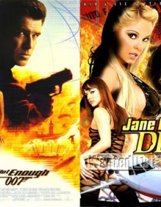 Jane Blond 007

Също както и при предишното заглавие, тук героят от оригинала удобно претърпява известна физическа трансформация, за да накърни честта на такива доказани мъжкари, изпълнявали ролята на агент 007 като Шон Конъри, Тимъти Далтън, Роджър Мур и компания. 


Джеймс Бонд се трансформира в Джейн Бонд, а все още неизвестната Кармен Ливана се превръща в звезда в порно бранша, благодарение на главозамайващите си изпълнения на орална любов. 


Сюжетът е абсолютно банален (може и идентичен с оригинала, по ваш избор), като Джейн е изправена срещу злодей от световна величина, който обаче е като агънце в нейните ръце, гърди, обятия и т.н.


Все пак, за да не става скучно, русокосата Бонд го прави навсякъде, където има възможност, представяйки завидните си физически форми на фона на най-екзотични дестинации. 


И тъй като филм за агент 007 няма как да мине без оръжие и изстрели на пистолет, продуцентите са му намерили цаката, само дето вместо с револвер, героите използват по-различен вид оръжия…


Автор:  Митко Попов, popov@avtora.com