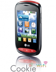 LG T310i Cookie WiFi е функционален тъчфон с младежки дизайн и компактни   размери. Телефонът разполага с 2.8-инчов TFT екран, 20 МВ собствена   памет и 2-мегапикселова камера.