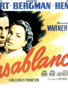 Казабланка (Casablanca)
Въпреки че се появява на екран през 1942 година и условията на Втората световна война представят филма предимно като политическа драма, днес историята за любовта между Хъмфри Богарт (Humphrey Bogart) и Ингрид Бергман (Ingrid Bergman) вече тотално е изместила основния военен сюжет на лентата.
Преди няколко години Американската филмова академия обяви Casablanca за най-добрия романтичен филм, макар че и без това признание милиони киномани го определят като шедьовър – откровен до болезненост, реалистичен и въпреки това въздействащ без нито един миг на прекалена мелодраматичност. 