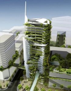 Проектът Editt Tower в Сингапур се счита за образец за "екологичен дизайн". Дело е на TR Hamzah&Yeang, а 26-те етажа на небостъргача са изцяло озеленени, като растителността не прекъсва, а се вие от нивото на земята до последния етаж в спираловидна форма.
Има естествена вентилация, фотопанели, захранвани от слънчева енергия, а също така и система за напояване, която събира дъждовната вода от пороите и я използва по предназначение.