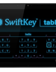 SwiftKey Android има множество варианти за изписване на текст, като почнем от гласово въвеждане и стигнем до подобрени клавиатурни подредби като SwiftKey и Swype. Бета версията на SwiftKey "изучава" моделите ви на писане и предсказва какво искате да кажете, подобрявайки скоростта ви. Освен това, се вписва идеално в цветовата схема на Honeycomb със специфичното синьо неоново сияние.