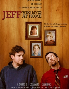 Jeff, Who Lives At Home (Джеф, който живее вкъщи)
За радост на феновете на инди комедиите, 2012 година ни предлага не една такава, като една от тях е Jeff, Who Lives At Home. 
Главният герой във филма търси отговорите на най-важните въпроси в живота, а докато ги намери, му предстоят безброй забавни ситуации. 
В актьорския състав са любимецът на феновете на How I Met Your Mother - Джейсън Сийгъл, -  подкрепян от Ед Хелмс и Сюзън Сарандън.