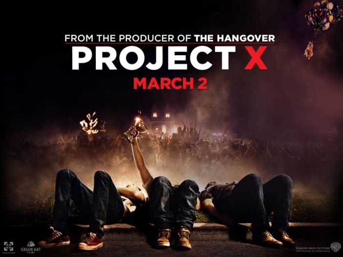 Project X (Проектът Х) 
Създаден от продуцентите на The Hangover, филмът разказва за група тийнейджъри, организирали парти, което излиза извън контрол. 
Сякаш предупреждение към всички родители, Project X е заснет като документален, в стила на хоръра Paranormal Activity. Лентата залага предимно на нови имена като Томас Ман и Оливър Купър.