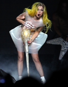 Псевдонимът Lady GagaПродуцентът на Lady Gaga - Роб Фузари (Rob Fusari), слушайки нейни демо записи по време на миксирането на дебютния й албум The Fame, заявява, че гласът й прилича на този на Фреди Меркюри (Freddie Mercury), пеейки парчето Radio Ga-Ga. Вдъхновена от това сравнение, певицата избира своя псевдоним и през 2008 година се ражда артистът Lady Gaga.