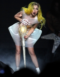 Псевдонимът Lady GagaПродуцентът на Lady Gaga - Роб Фузари (Rob Fusari), слушайки нейни демо записи по време на миксирането на дебютния й албум The Fame, заявява, че гласът й прилича на този на Фреди Меркюри (Freddie Mercury), пеейки парчето Radio Ga-Ga. Вдъхновена от това сравнение, певицата избира своя псевдоним и през 2008 година се ражда артистът Lady Gaga.