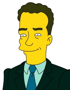 Том Ханкс (Tom Hanks)Още един двукратен носител на Оскар, Том Ханкс, се присъединява към актьорите, изиграли самите себе си в The Simpsons. Той се появява в пълнометражния The Simpsons Movie. Семейство  Симпсън виждат актьора в реклама, от която става ясно, че на мястото на Спрингфилд ще се издига нов Гранд каньон.