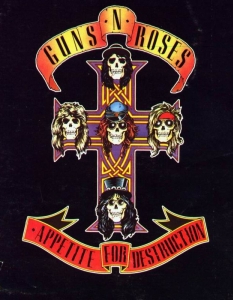 7. Gun N’ Roses – Appetite for Destruction
Дебютният студиен албум на Guns N’ Roses е пуснат на пазара на 21 юли 1987 г. С него Аксел Роуз и компания дават сериозна заявка името им да се споменава често занапред. В проекта са включени парчета като Welcome to the Jungle, Sweet Child O’ Mine, Paradise City и други.