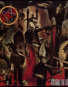 6. Slayer – Reign In Blood
Третият албум в дискографията на Slayer е без съмнение един от най-великите метъл проекти, създавани някога. Пуснат е на пазара на 7 октомври 1986 г. и съдържа в себе си култови парчета като Angel of Death и Raining Blood. Сертифициран е като златен в САЩ.