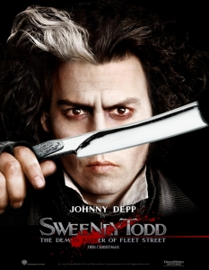 Sweeney Todd: The Demon Barber of Fleet StreetТандемът Тим Бъртън (Tim Burton) и Джони Деп (Johnny Depp) застава зад екранизацията на мрачния мюзикъл на Стивън Зондхайм (Stephen Sondheim) Sweeney Todd: The Demon Barber of Fleet Street (Суини Тод: Бръснарят демон от Флийт Стрийт). За ролята си във филма Деп е номиниран за "Оскар". Мюзикълът на Зондхайм, поставен на сцена за първи път през 1979 година, печели награда "Тони". 