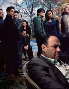 The Sopranos Хитовият сериал на HBO The Sopranos (Семейство Сопрано) проследява историята на мафиота Тони Сопрано и фамилията му. Главната роля е поверена на покойния Джеймс Гандолфини (James Gandolfini), а поредицата е отличена с пет награди Златен глобус.