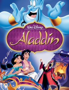 Aladdin (Аладин)
Малко са филмите на студиото, които са по-забавни за гледане от излязлата през 1992 г. анимация Aladdin (Аладин). 
Разчитайки на интересна и нестандартна история и запомнящи се герои като Аладин и забавния Джин, филмът става боксофис хит и носи на Disney Оскари за Най-добър саундтрак и Най-добра оригинална песен.