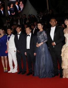 Jia Zhangke, Tao Zhao, Jiang Wu, Meng Li на премиерата на Tian Zhu Ding (A Touch of Sin)