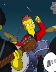 Green Day във филма The Simpsons Movie (2007)И накрая - един анимационен бонус. През сериала, създаден от Мат Грьонинг (Matt Groening), са минали не едно и две големи имена от музикалната сцена. Green Day обаче са тези, които участват в пълнометражния филм и изпълняват основната музикална тема в него.
