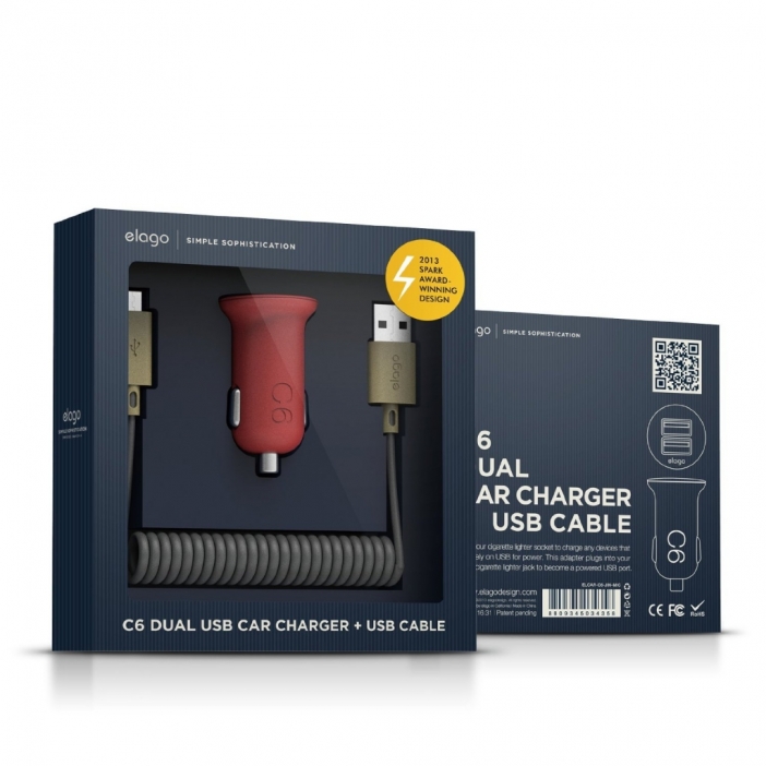 Elago C6 Dual USB Car Charger
Страхотно зарядно  за автомобил, с което ще можете да зареждате две устройства едновременно.  Elago C6 Dual разполага с два USB порта и е напълно съвместим с  изключително широк кръг мобилни устройства на Apple, Samsung, ZTE, HTC,  Motorola, BlackBery и други. 
Цена: 29 лв. 
Още за продукта