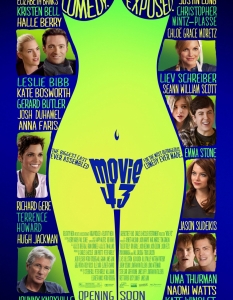  
Movie 43 (Пълен т*шак)
Дори най-лошите филми от Холивуд трудно могат да стъпят на малкия пръст на Movie 43 (Пълен т*шак). Освен че му липсва какъвто и да е      смислен сюжет, филмът е лишен и от чувство за хумор - комбинация, която      кара зрителя да се засрами, че е решил да му даде шанс.
Удивително е само      как толкова брилянтни актьори са се съгласили да участват – мистерия, която      едва ли ще бъде разкрита скоро.
 