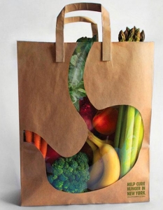 Дизайн: Andy Winner and One Show Merit
Екологична и креативна пазарска чанта с "прозорче" във формата на стомах. Изглежда странно, но пък със сигурност помага да се замислите над въпроса с какво е най-добре да се храните.