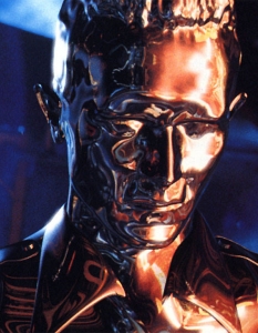 Т-1000 oт Terminator 2: Judgement Day
Течен метал... винаги, когато чуем това словосъчетание, неминуемо се сещаме за ужасяващия шедьовър от Terminator 2 (Терминатор 2) - Т-1000.
Героят на Джеймс Камерън за първи път показа на широката публика компютърни ефекти, които днес считаме за нещо обичайно.