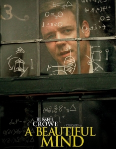 A Beautiful Mind (Красив ум)
Историята лауреата на Нобелова награда за икономика Джон Наш е един от най-емоционалните и грабващи сюжети, които сме виждали на големия екран от началото на 21-ви век.
Въпреки че филмът е критикуван заради някои разминавания с биографията на американеца, няма как да не признаем безспорния талант на Ръсел Кроу, който убедително пресъздава своя герой. 