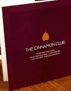 The Cinnamon Club, Westminster