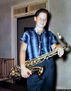 12-годишният Бил Клинтън с любимия си саксофон