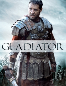 Gladiator (Гладиатор)
Близо 300 години след въстанието на Спартак на гладиаторските арени се бие героят на Ръсел Кроу - Максимус. 
След като пада от най-високия връх до дъното, римският генерал търси отмъщение на римските бойни арени.