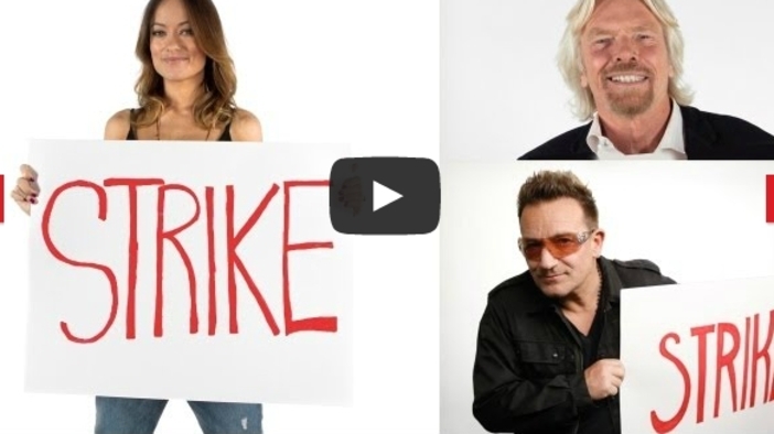 Matt Damon Goes On Strike! Bono, Ричард Брансън и Оливия Уайлд също!