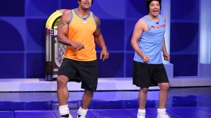 Dwayne Johnson и Jimmy Fallon с най-яката фитнес програма в историята