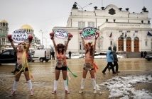 Голите активистки от "ФЕМЕН" протестираха срещу домашното насилие в София! Виж снимки и видео!