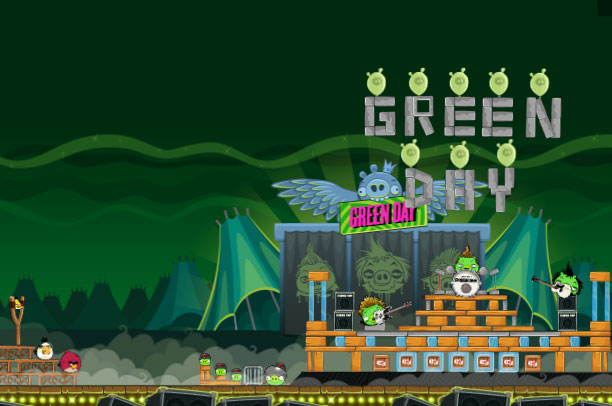 Десет Green Day нива и ексклузивен трак на бандата в Angry Birds Friends