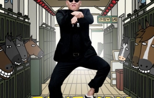 Psy на 2012 MTV Video Music Awards, подписа с мениджъра на Джъстин Бийбър