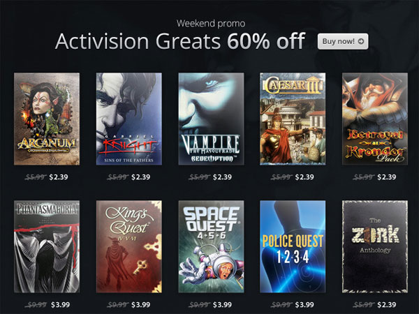 Weekend Promo на Activision Greats Bundle с 31 заглавия и отстъпка от 60% в GOG