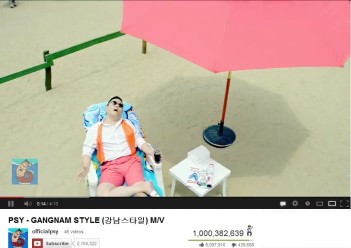 Gangnam Style на Psy стана първото видео с 1 млрд. гледания в YouTube навръх 21/12/12