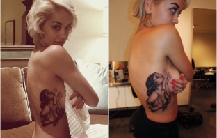 Рита Ора се съблече и показа нова мащабна татуировка в стил фетиш (Снимки)