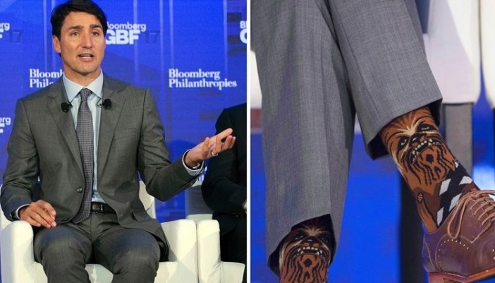 Канадският премиер се появи по чорапи с Чубака